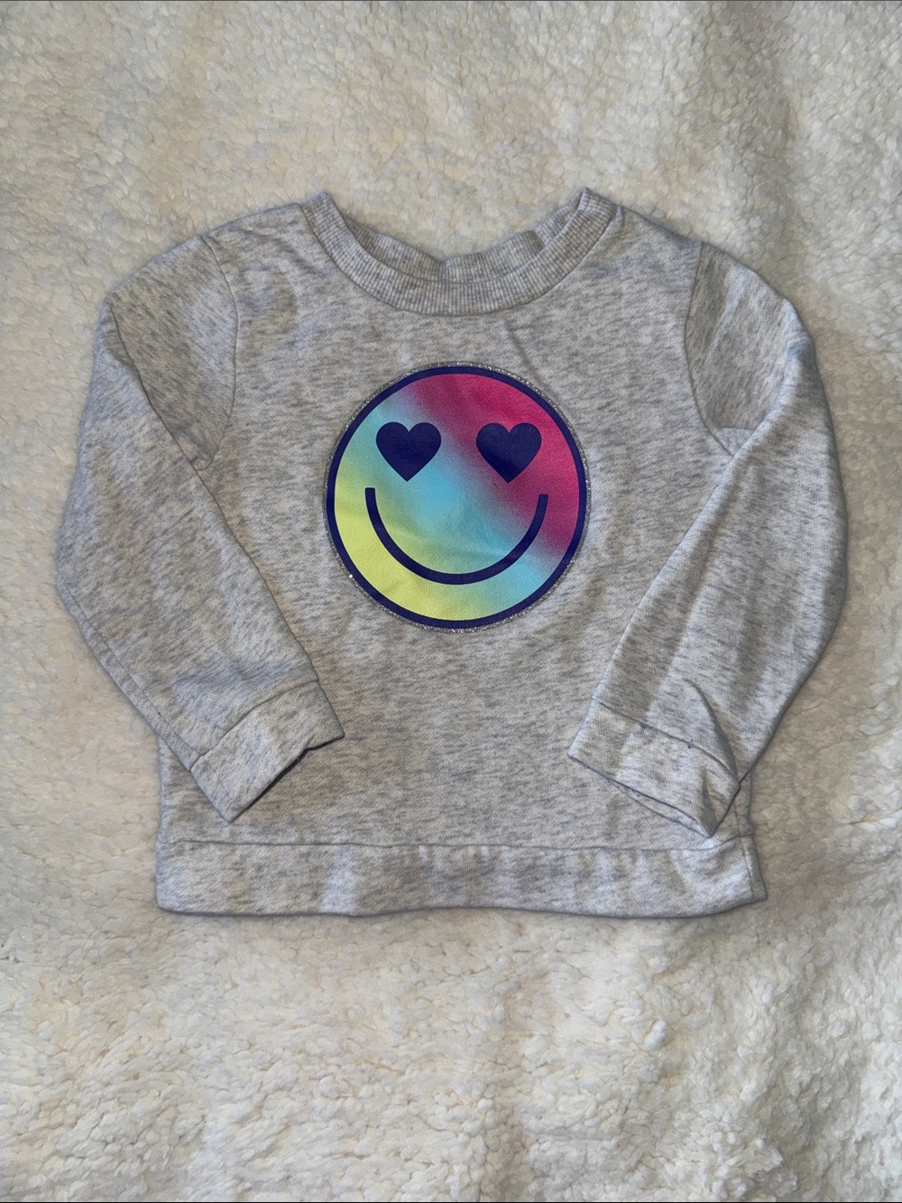 The Children's Place Grey Sweatshirt with Rainbow Heart-Eye Smiley